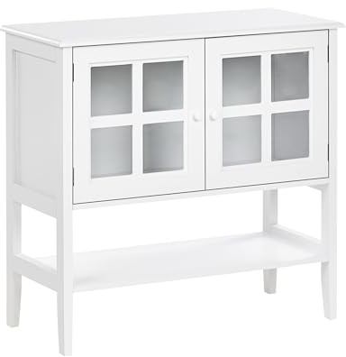 Beliani Vitrina mediterránea salón Dormitorio aparador 2 Puertas Tablero MDF con Estante Inferior Blanco Inlet