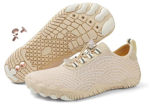 Grounding Shoes with Copper, Hike Barefoot for Women Men Neuropathy, Hike Barefoot Shoes with Copper, Comfortable, Non-slip and Lightweight (B Apricot, Adult, Women, 7, Numeric, US Footwear Size System, Medium)