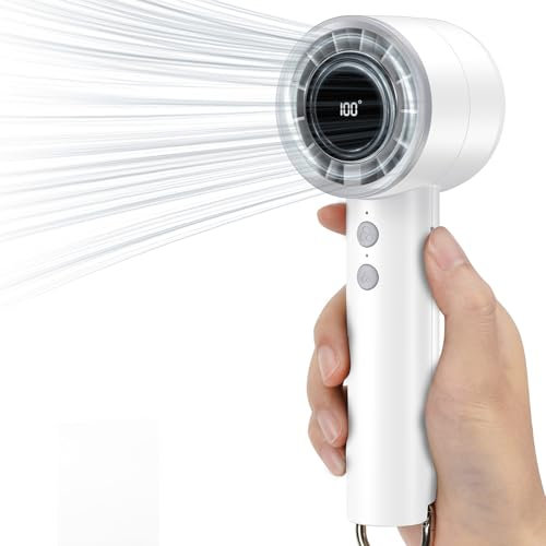 Ventilateur Portable, 5 vitesses avec port de charge USB,Ventilateur de poche avec affichage LED indiquant la vitesse du vent et le niveau de puissance, 3000mAh pour le bureau, le voyage BLANC