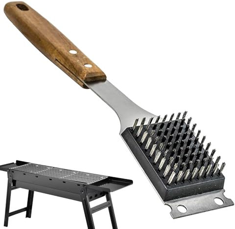 Cepillo de limpieza de barbacoa de acero inoxidable – Cepillo 3 en 1 para barbacoa con rascador para barbacoa | Cepillo de barbacoa para picnic y fiesta en el jardín | Cepillo de limpieza para