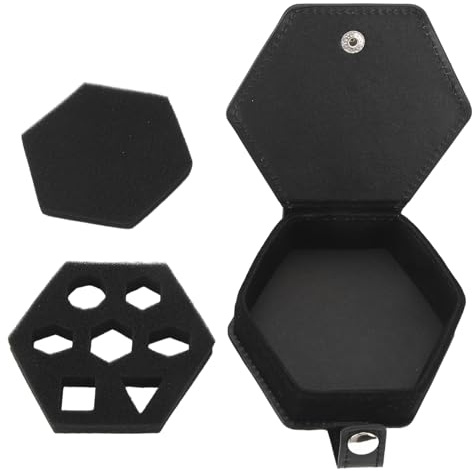 Fuchooky Scatola porta dadi in pelle PU con vassoio, multifunzionale, portatile, per viaggi, nera esagonale