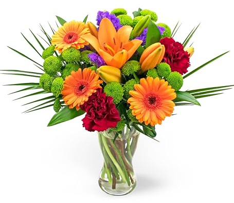 Flowers with Vase - Joyful - Fresh Flowers - Birthday, Anniversary, Get Well, Thank You, Occasion Flower - Cut Floral Arrangement for Gifts, Weddings, Sympathy (Standard Joyful)