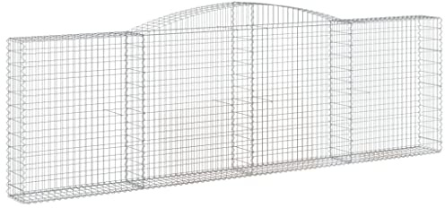 Festnight Gabbioni Metallici, Gabbioni Metallici per Pietre, Gabbione in Rete Metallica, Gabbione per Sassi, 7 pz 400x30x120/140 cm Ferro Zincato