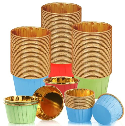 Papper muffinsformar, 150 st muffinsformar, bakformar muffinsformar, cupcake-muffinsformar gjorda av aluminiumfolie, pappersformar fodral liners wrapper papper för bröllop födelsedagsfest