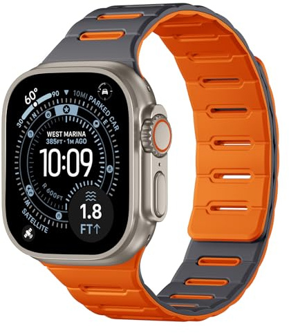 Bandletisk dubbelsidig vändbar rem kompatibel med Apple Watch-rem 49/46/45/44/42/41/40/38 mm, magnetiskt mjukt silikon sportband för iWatch Ultra 3/21 serie 11 10 9 8 7 6 5 4 SE 3 2 1 kvinnor män