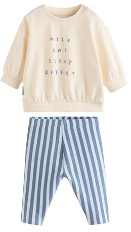 NEXT Nyfödda pojkar Babyset med sweatshirt och leggings Blue Milk Club 80-86