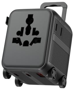 Universell reseadapter – kompatibel med över 150 länder – 2 USB-C-portar, 1 USB-A-snabbladdningsport – US/UK/EU/CA/JP/CH/AUS-uttag – Xoopar Luggie svart
