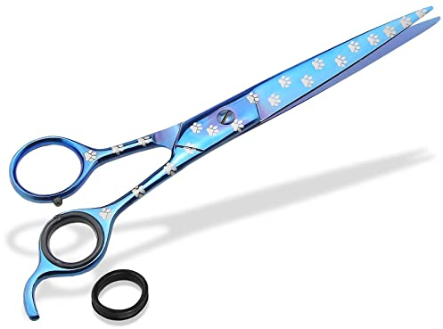 Profi Fellschere für Hunde und Katzen Gerade mit TITAN Beschichtung Haarschere Hundehaarschere in 20 cm