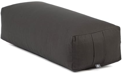 bodhi Yoga Salamba Bolster Eco | Housse lavable en coton 100% biologique | Rouleau de yoga carré fourré à l'épeautre bio | Dimensions : 64 x 25 x 17 cm | Anthracite