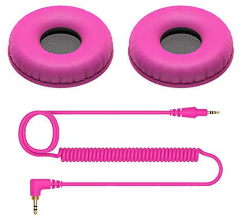 Pioneer DJ HC-CP08-V Cuscinetti E Cavo SPIRALATO per Cuffie Pioneer HDJ-CUE1 (Rosa)