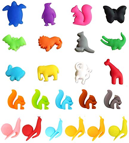 Gwolf Segnabicchieri in Silicone per Feste, 23pcs Amanti del Vino Marcatore segnabicchieri in Silicone per Tazze Marcatori per Bevande in Silicone Identificatore per Bicchieri da Vino