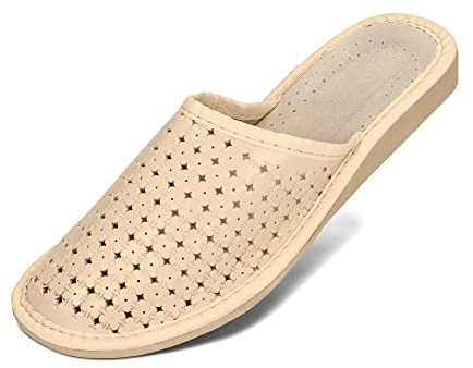 Bawal Tofflor läder tofflor gummisula dam flip flops sandaler många färger, Beige 1, 39 EU