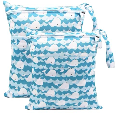 TRASUN Wetbag Kindergarten Nasstasche Windel Taschen Schwimmsachen Nassbeutel Nasse und Trocken Wickeltasche 2er Wasserdicht Waschbar Nassbeutel Organiser für Kleinkind