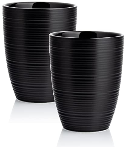 MELOX - Juego de 2 tazas para latte macchiato de porcelana sin asa - 2 tazas de 300 ml para latte, café y capuchino de pared gruesa - tazas de café en diseño italiano