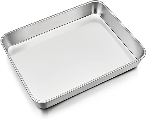 HaWare Teglia da forno, rettangolare, in acciaio inox, 31 x 24 x 5 cm, profonda teglia da forno, per cuocere, arrostire, servire, atossico e sano, lavabile in lavastoviglie