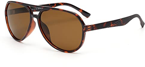 Jim Halo Polarized Sunglasses Men Women, Retro Pilot Shades for Driving Fishing Tortoise/Brown