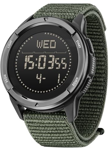 Montre Militaire Numérique pour Homme - Boussole - Podomètre sans Application et Téléphone Portable - Compteur de Calories - Montre Tactique Militaire - Étanche jusqu'à 5 ATM