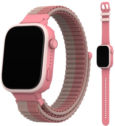Montre Connectée Enfants 4G, Montre Intelligente Enfants avec GPS, SOS, Appels Vidéo, Appels, Étanche, Mode Scolaire, Smartwatch Enfant pour Filles avec Podomètre, 2 Bracelets+ 1 Film d'Écran, Rose