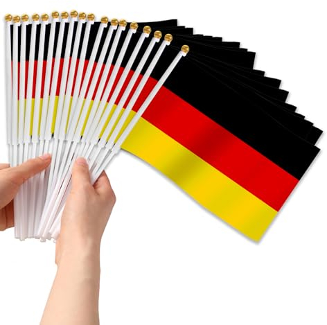 AEYAKA Petit drapeau d'Allemagne, 30 mini-drapeaux à main d'Allemagne pour les fans de, Euro de football, Coupe du Monde, décoration de maison, jardin, fête, bar - 14 x 21 cm