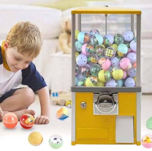 Godisautomat, Varuautomat För Kommersiell Leksaksgodiskapsel, Godisautomat För 1,77-1,97 Tums Prylar, Runda Kapslar Bouncy Ball Dispenser För 1,77-1,97 Tum,Yellow