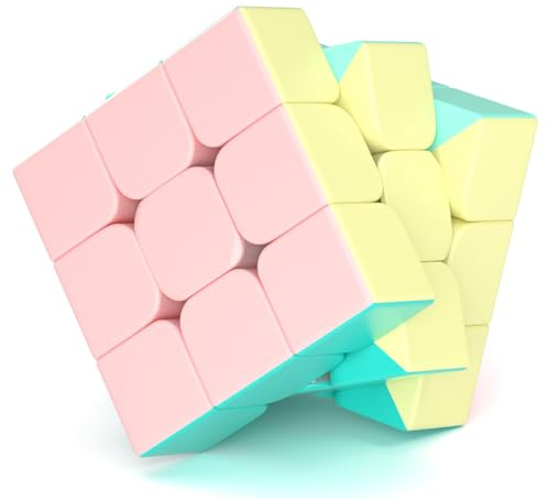 ROXENDA 3x3 Cubes Magiques, 3x3x3 Jouets pour la Concentration et Les Exercices de Combinaison, sans Autocollants, avec Macarons, Couleurs Vives, pour Enfants et Adolescents (3x3x3)