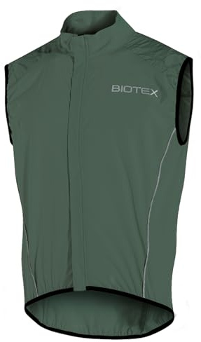 BIOTEX Gilet Antivento Ingamba Unisex per Ciclismo e Running, Smanicato Leggero e Traspirante con Tasca Posteriore, Pino argentato, L
