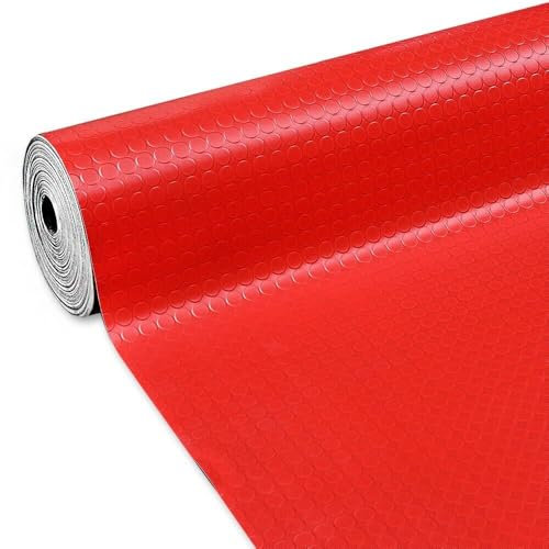 Tappeto Gomma Pvc Rosso Passatoia Rivestimento Copri Pavimento Pedana Bolle Antiscivolo 100x180 Cm