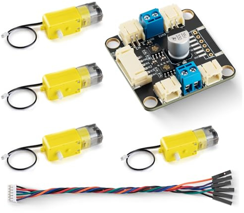 GEEKEYES Motordrivaggregat med dubbel RZ7899 spånskiva + 4 DC-motorer + PH2.0 till Dupont-kabel, ultratunn högeffektiv design, idealisk L298N-ersättning för Arduino/Raspberry Pi/ESP32-projekt