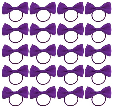 20 Pieces Purple Hair Accessories, Purples Hair Bow, Purples Bows for Hair, Girls Bobbles Bows School Bands, Elastics Hair Bands for Girls, Small Ribbon Clips Hairbands Holder Set (Purple)