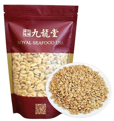 Royal Seafood USA Dried Fried White Hyacinth Bean White lablab bean Bai bian dou Chinese Bean 九龍堂 炒白扁豆 (0.5 lb)