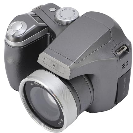 Annadue Cámara DSLR 4K 60MP con Sensor CMOS, 12x Cámara Digital de Zoom óptico, Flash LED, Pantalla HD, Batería Adicional, para la Fotografía de Paisajes de Retrato de Viaje (Silver)