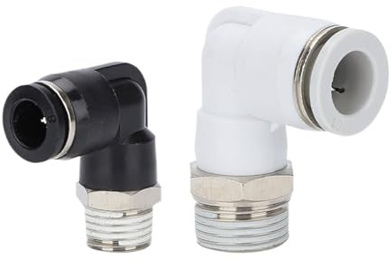 Pneumatic Connector PL10-02 Threaded Air Hose Quick-Connect L-Shaped Right Angle Copper Quick 4/6/8-01 1Pcs(BlackPL12-01)