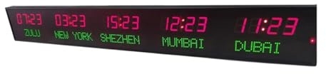 Ajustement numérique de luminosité d'horloge de fuseaux horaires du monde multiples for le bureau d'hôtels d'entreprises multinationales Modes multiples