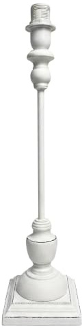 Britalia Table Lamp Base, White Washed Resin, White, Distressed Finish, SES E14 Small Edison Screw, 12x45cm, 0.9kg, with Inline On/Off Switch