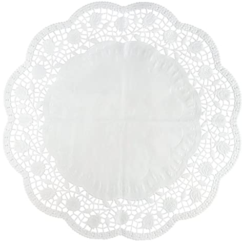 Zenker 44766 Lot de 15 napperons papier ronds effet napperon dentelle, napperons papier pour gâteaux et tartes, napperon dentelle, Papier, Blanc, 36 cm