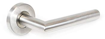 Emuca - Internal Door Handles, Set of Internal Door Handles with D.53mm (2 inch) Rose, L-R Model, Stainless Steel, Satin Nickel.