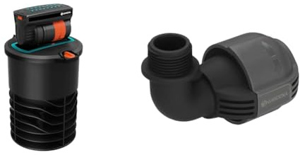 Gardena nedsänkt vattenspridare OS 140: Bevattningssystem för kvadratiska ytor, (8223-20) & Gardena L-stycke med yttergänga till sprinklersystem: för anslutning av sprinkler till röränden, (2781-20)