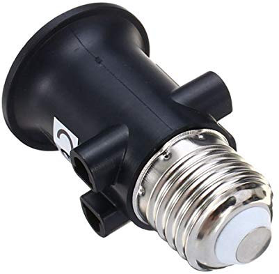 HZL Lámpara LED Negro, Adaptador de Bombilla E27 a Enchufe UE, Divisor de Lámpara, 2 Luces, 960W, Negro