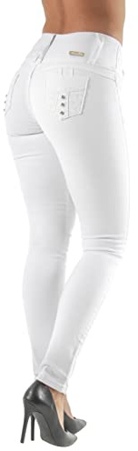 Women's Juniors Colombian Design Butt Lift Push Up Skinny Jeans in White Size 7 (0030)