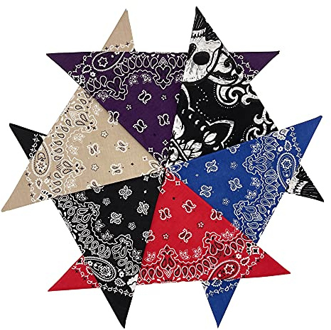 HankieWorld Bandanas 6&12 Pack Cotton 22inch Unisex Cowboy Kerchiefs(Assorted 4-6 pack)