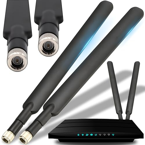 Retoo Antena 4G LTE, amplificador de red Ethernet 8dBi, 2 unidades de antena externa para Huawei B593 B890 B315 B310 B880, amplificador de señal, conector SMA, WiFi, compatible con ASUS, tarjeta de