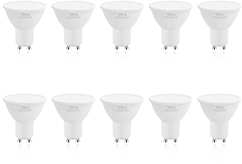 URing Bombilla LED GU10, 4.8W Blanco frío 6000K (equivalente a 50W Halógena) 500LM, Spotlight Bombillas Led GU10 de Bajo Consumo para iluminación, Ángulo de haz de 120°, No regulable, Pack de 10