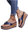 Sandales Femme Été Talon Compensé Tongs Mode Femme Semelle Confortable Sandales Gladiateur à Boucle Semelle Epaisse Large Nu Pieds Orthopédique Maille Respirant Tong Sandale Compensees EU35-43