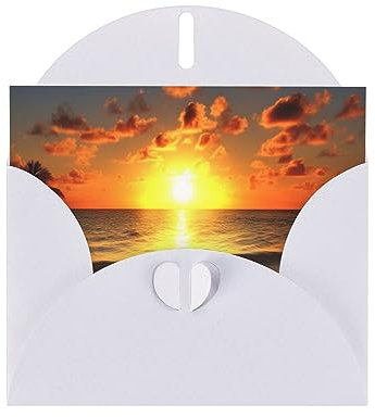 Grußkarten mit Umschlägen Strand Sonnenaufgang Druck Perlglanz Papier Urlaubskarten Lustige Geburtstagskarte 10,2 x 15,2 cm Party Einladungskarte Blanko-Karten