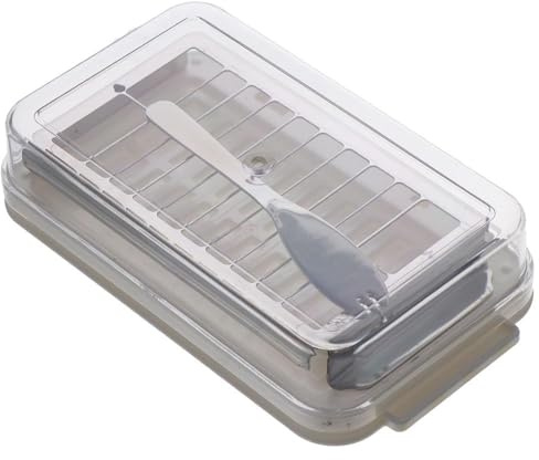 hobbyme Affettatrice per burro, in acciaio inox, con coperchio, per bancone, facile da tagliare e riporre, da cucina con coperchio trasparente, contenitore per burro refrigerato (bianco)
