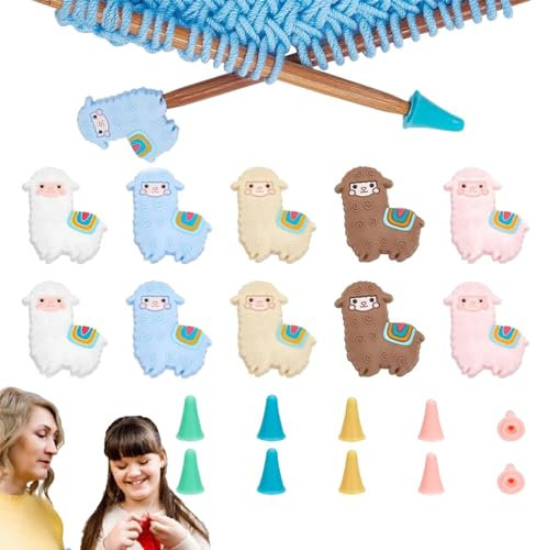 Protectores de punta de aguja para tejer, puntas en forma de alpaca, protectores de topes de punta de aguja de silicona para costuras seguras, cortador de agujas para manualidades, proyectos