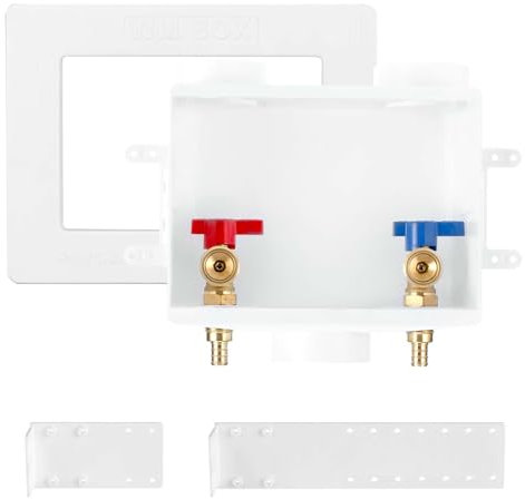 SECKWHALE Premium Washing Machine Outlet Box with Center Drain, 1/2-Inch Pex Crimp x 3/4-Inch MHT Connection, Laundry Washer Valve Outlet Box with Clear Text Instructions