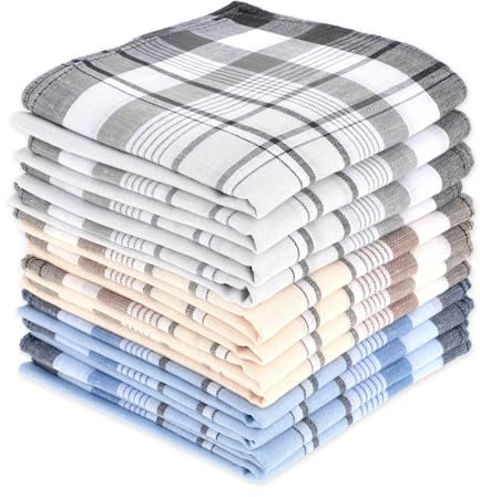 Molain 12 Stück Stofftaschentücher Herren, 40x40 cm Baumwolle Herrentaschentücher Wiederverwendbar