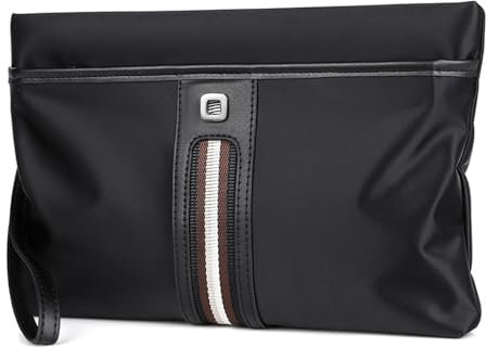 iCozzier Pochette pour homme - Organisateur de poignet - Portefeuille - Sac à main organisé, Noir , Large