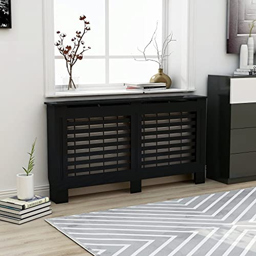 Lauuoeriau Accesorios para electrodomésticos, accesorios de radiador de calefacción, cubierta de radiador, color negro, 152 x 19 x 81,5 cm, MDF